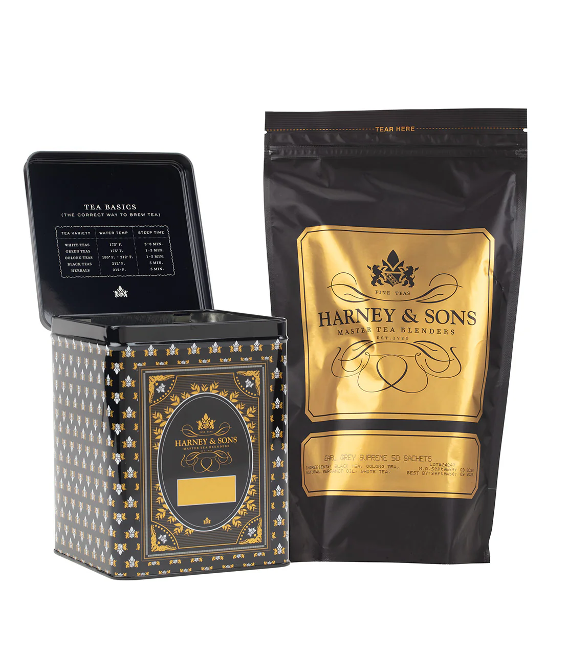Harney & Sons Hinged Storage Canister – Earl Grey Supreme Sachets Bundle - Image 3
