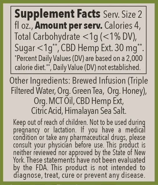 Green Tea & Honey Shot – 30 MG Hemp - Image 3